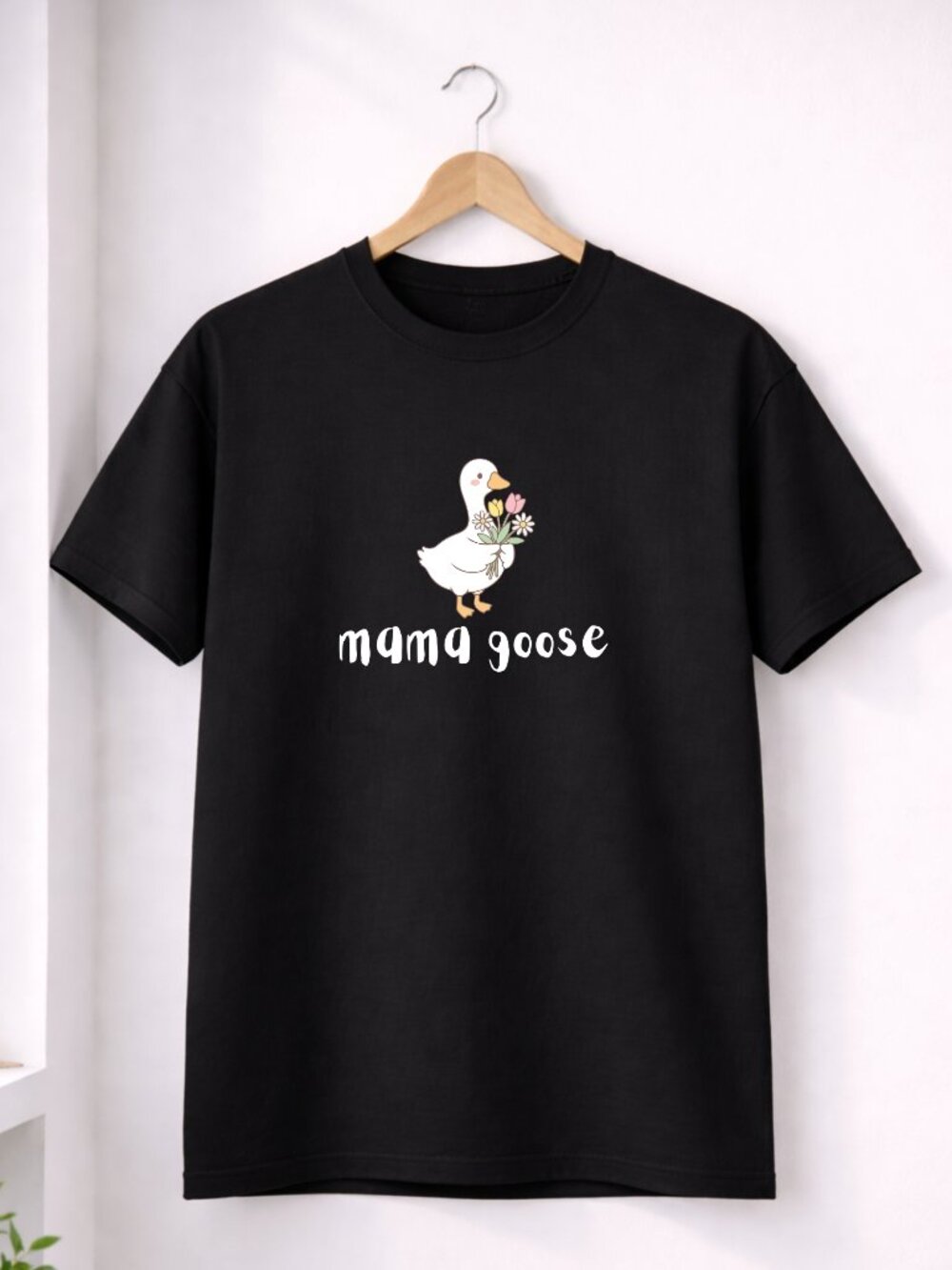 Mama Goose Premium Heavyweight Tee Thick Cotton Mom Shirt Cute Casual Women Top